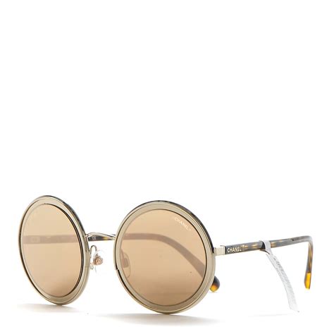 chanel round sunglasses ch4226 gold|Sunglasses: Round Sunglasses, metal — Fashion.